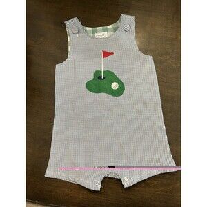 Mud Pie Baby Boy Golf Shortall Jon Jon Jumper Size 9-12 Months Classic Preppy